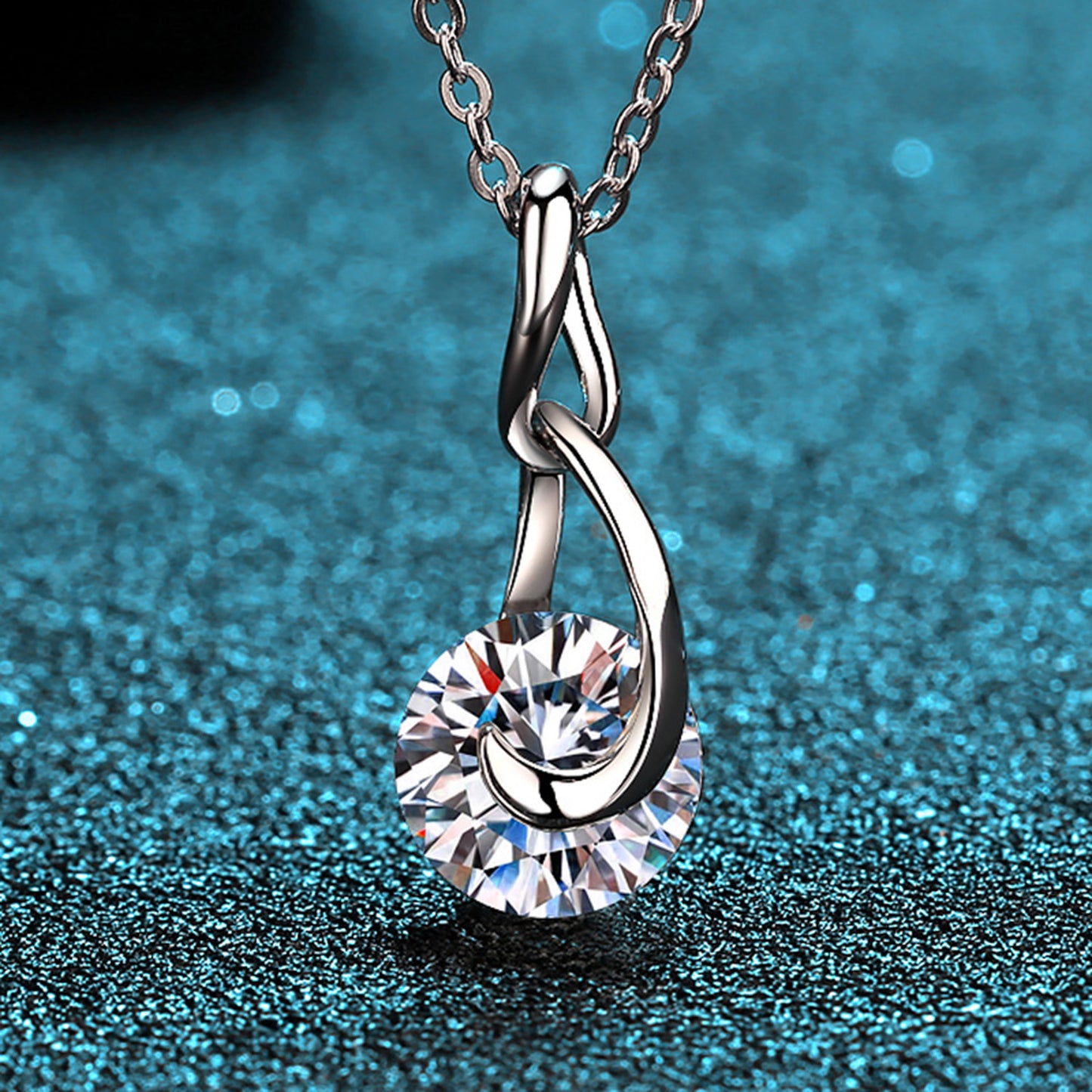 2 Carat Moissanite Platinum Plated 925 Sterling Silver Pendant Necklace