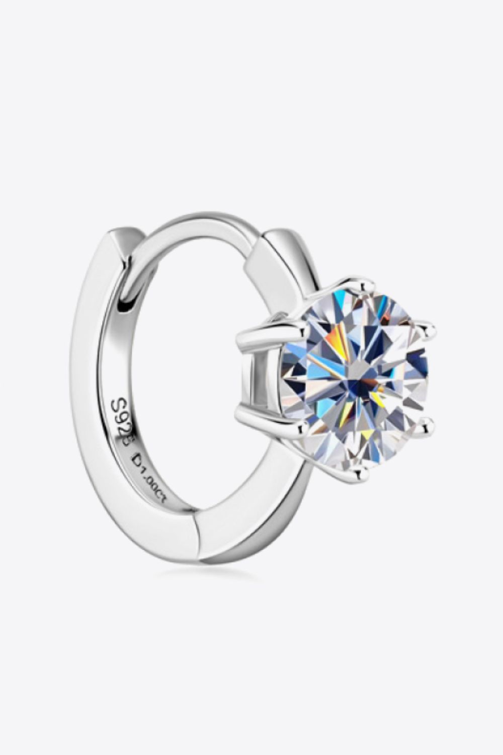 2 Carat Total Moissanite Platinum Plated or 18K Yellow Gold 925 Sterling Silver Huggie Earrings