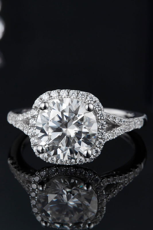 3 Carat D Color VVS1 Moissanite and Zircon Accent Platinum Plated 925 Sterling Silver Halo Ring