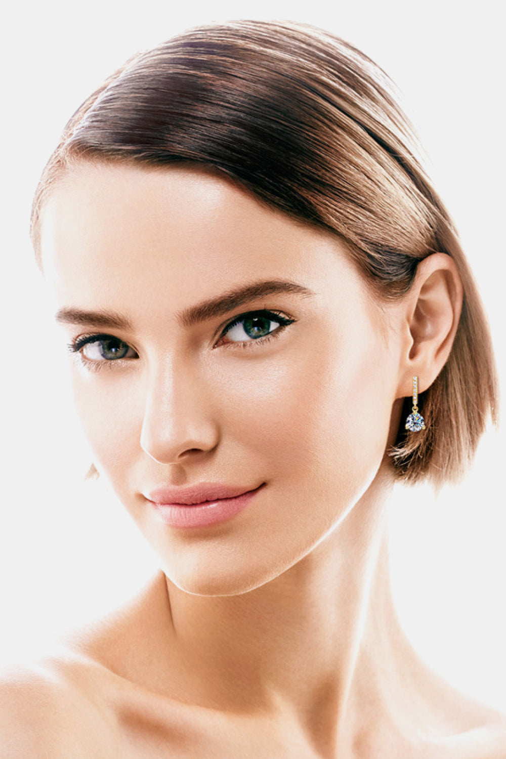 2 Total Carat Moissanite and Zircon Platinum or 18K Gold Plated 925 Sterling Silver Drop Earrings