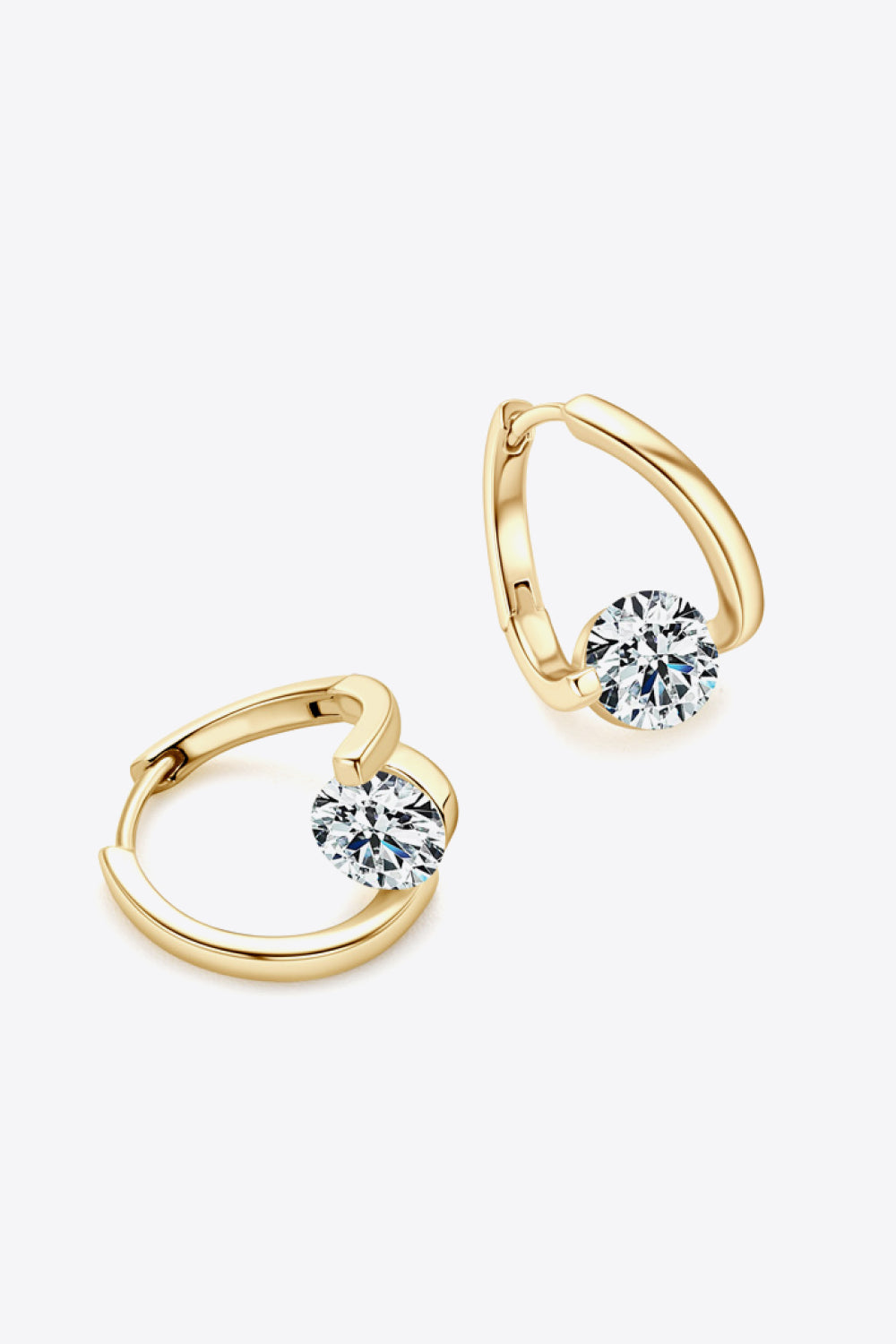 2 Carat Moissanite 18K Gold Plated 925 Sterling Silver Earrings