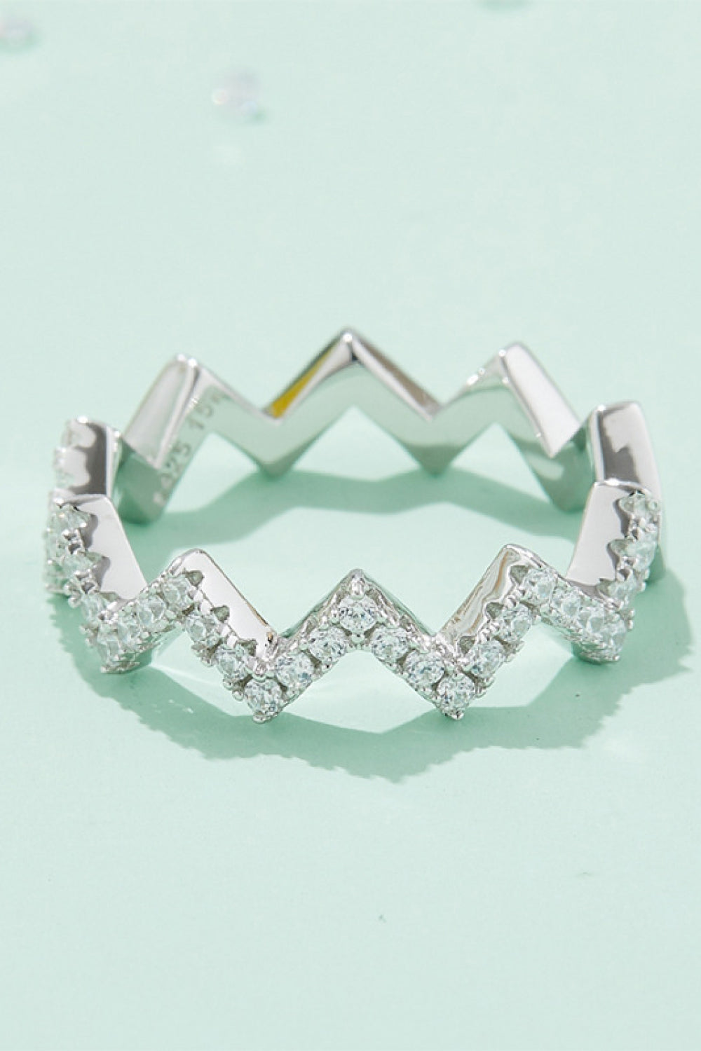 0.38 Carat Moissanite Platinum Plated 925 Sterling Silver Ring