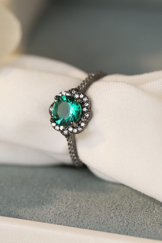 Paraiba Tourmaline and Zircon 925 Sterling Silver Ring