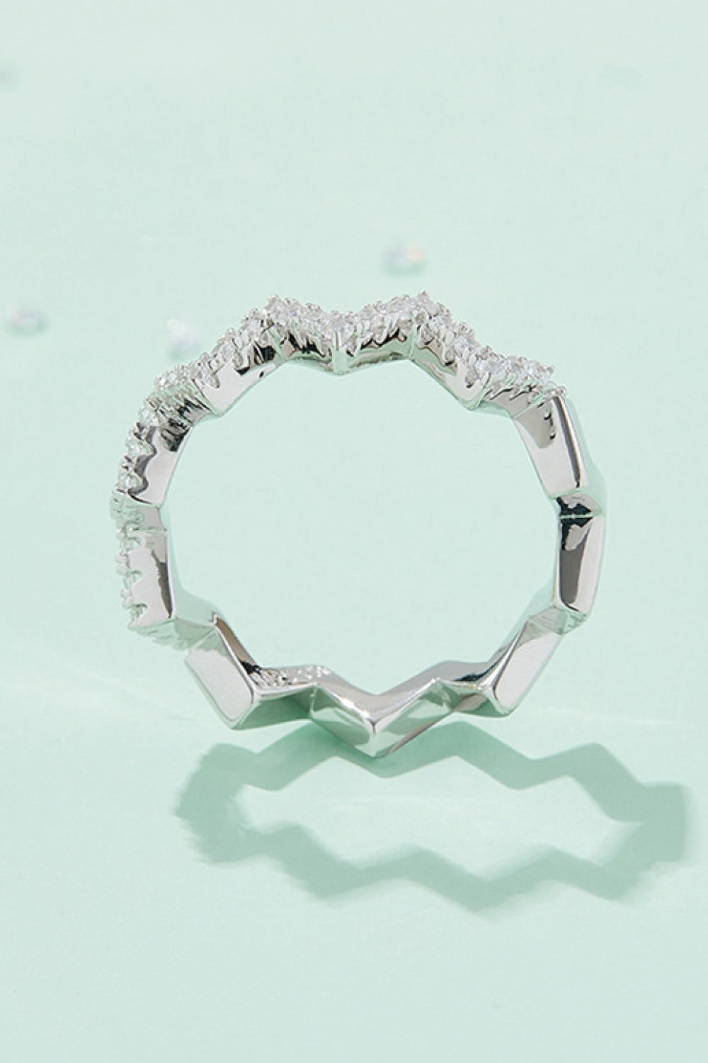 0.38 Carat Moissanite Platinum Plated 925 Sterling Silver Ring