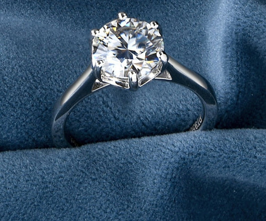 2 Carat to 4 Carat Moissanite and Zircon Platinum Plated 925 Sterling Solitaire with Accent Ring