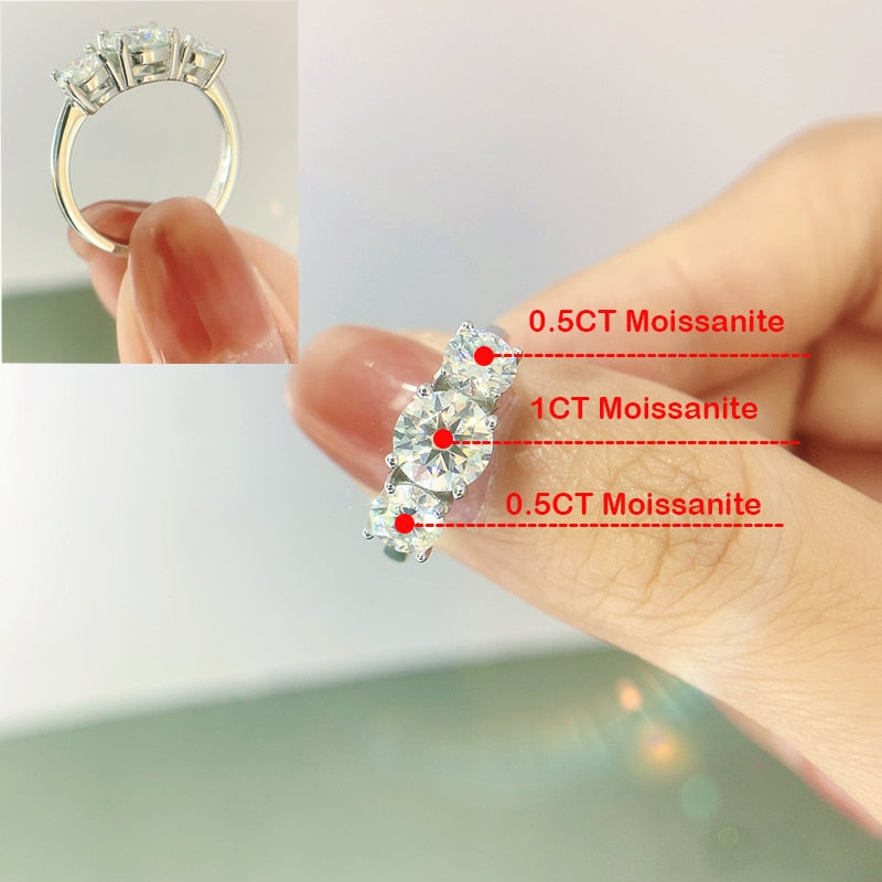 2 Carat or 4 Carat D Color VVS1 Moissanite 18K White Gold Plated 925 Sterling Silver Band Ring