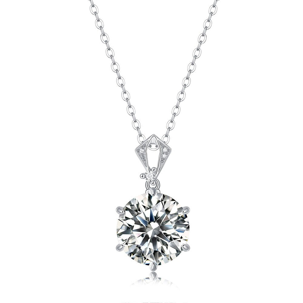 10 Carat Moissanite D Color VVS1 Platinum Plated 925 Sterling Silver Pendant Necklace