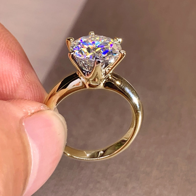 2 Carat to 3 Carat D Color VVS1 Moissanite 18K Yellow Gold Plated 925 Sterling Silver Solitaire Ring