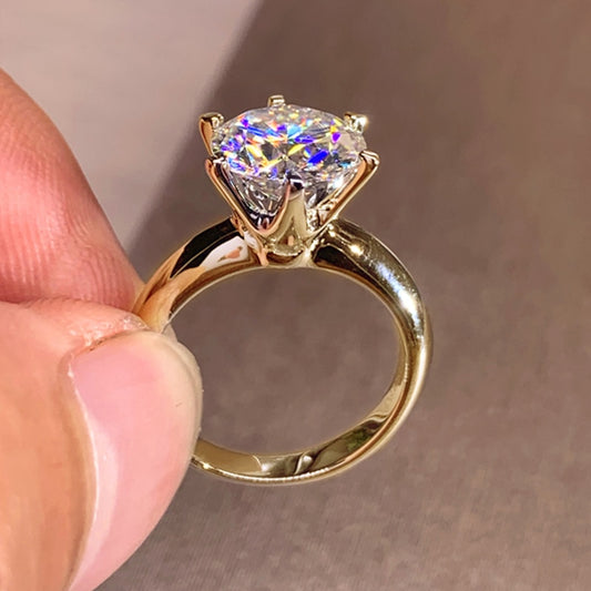 2 Carat to 3 Carat D Color VVS1 Moissanite 18K Yellow Gold Plated 925 Sterling Silver Solitaire Ring