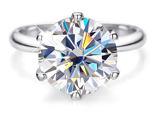 10 Carats Moissanite Platinum Plated 925 Sterling Silver Solitaire Ring