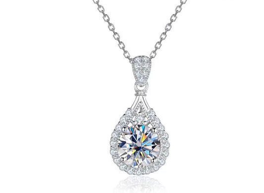 3 Carat or 5 Carat Moissanite and Zircon Accent 18K Gold Plated 925 Sterling Pendant Necklace