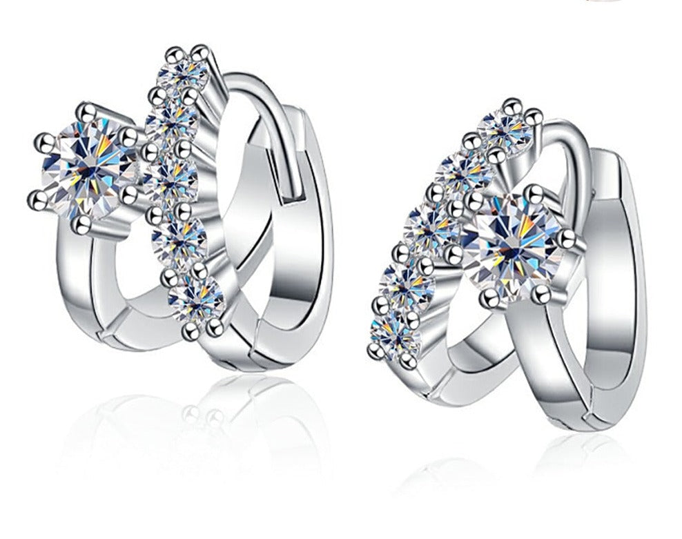 1.1 Carat Total Moissanite Platinum Plated 925 Sterling Silver Hoop Earings