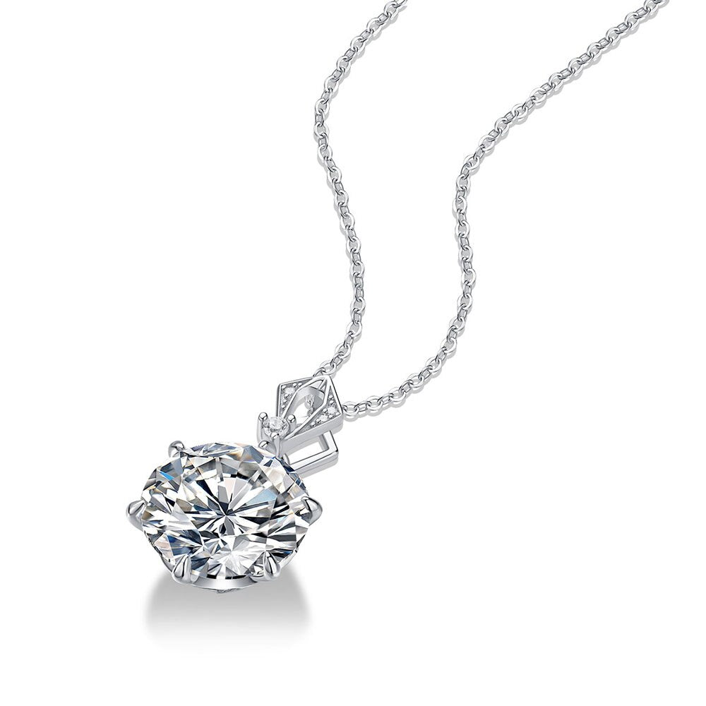 10 Carat Moissanite D Color VVS1 Platinum Plated 925 Sterling Silver Pendant Necklace