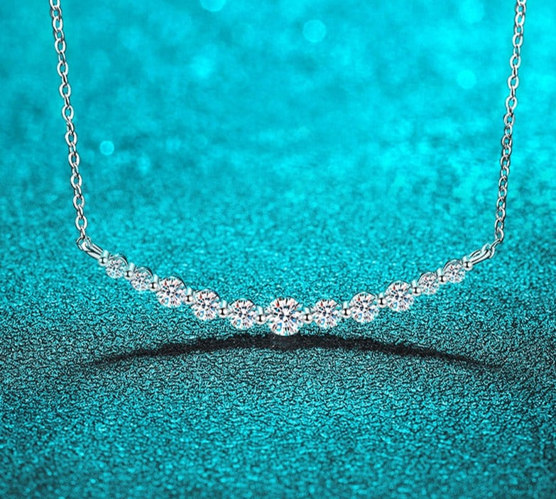 1.1 Carat Total D Color VVS1 Moissanite Platinum Plated 925 Sterling Necklace