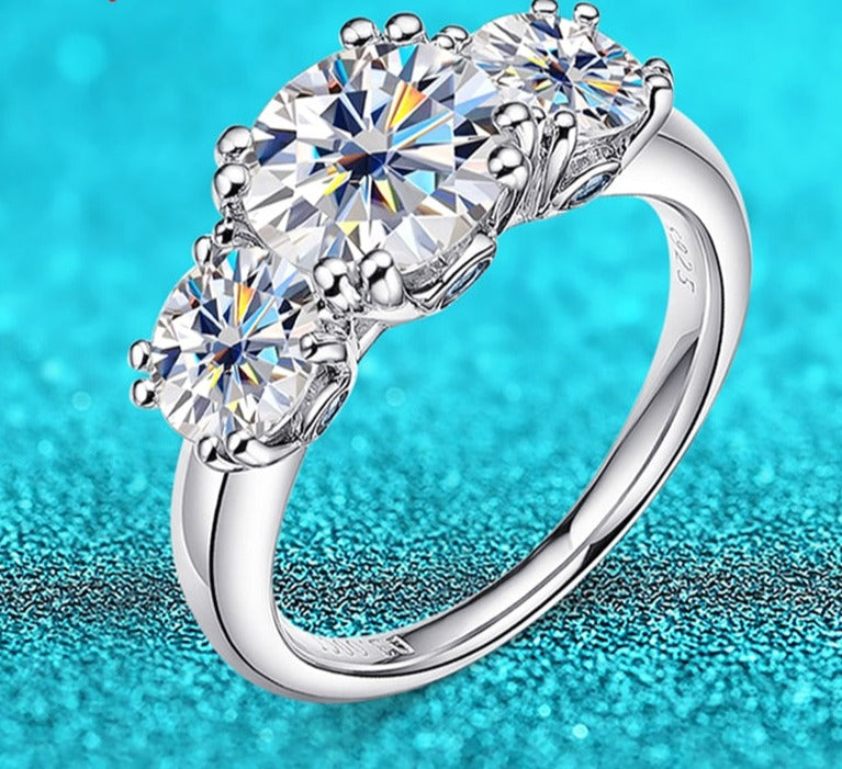 5 Carat Total Moissanite and Blue Zircon D Color VVS1 18K White Gold Plated 925 Sterling Silver Ring