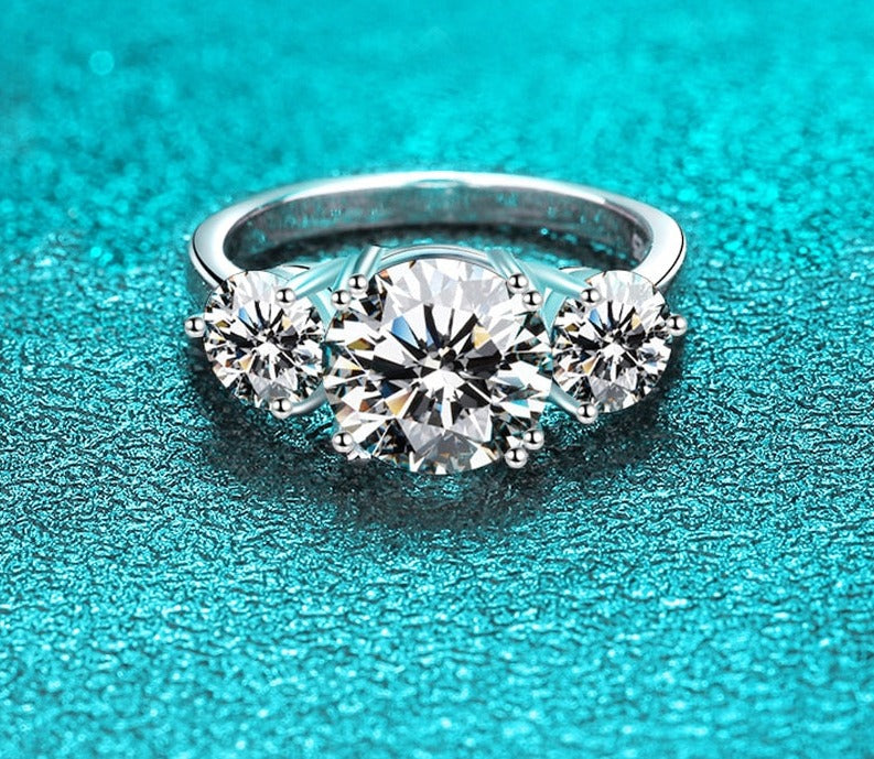 3 Carat Total Moissanite 18K White Gold Plated 925 Sterling Silver Band
