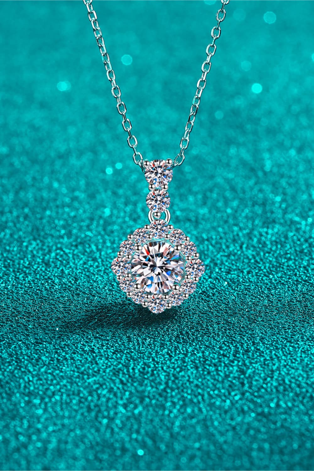 1 Carat Moissanite and Zircon Rhodium Plated 925 Sterling Silver Necklace