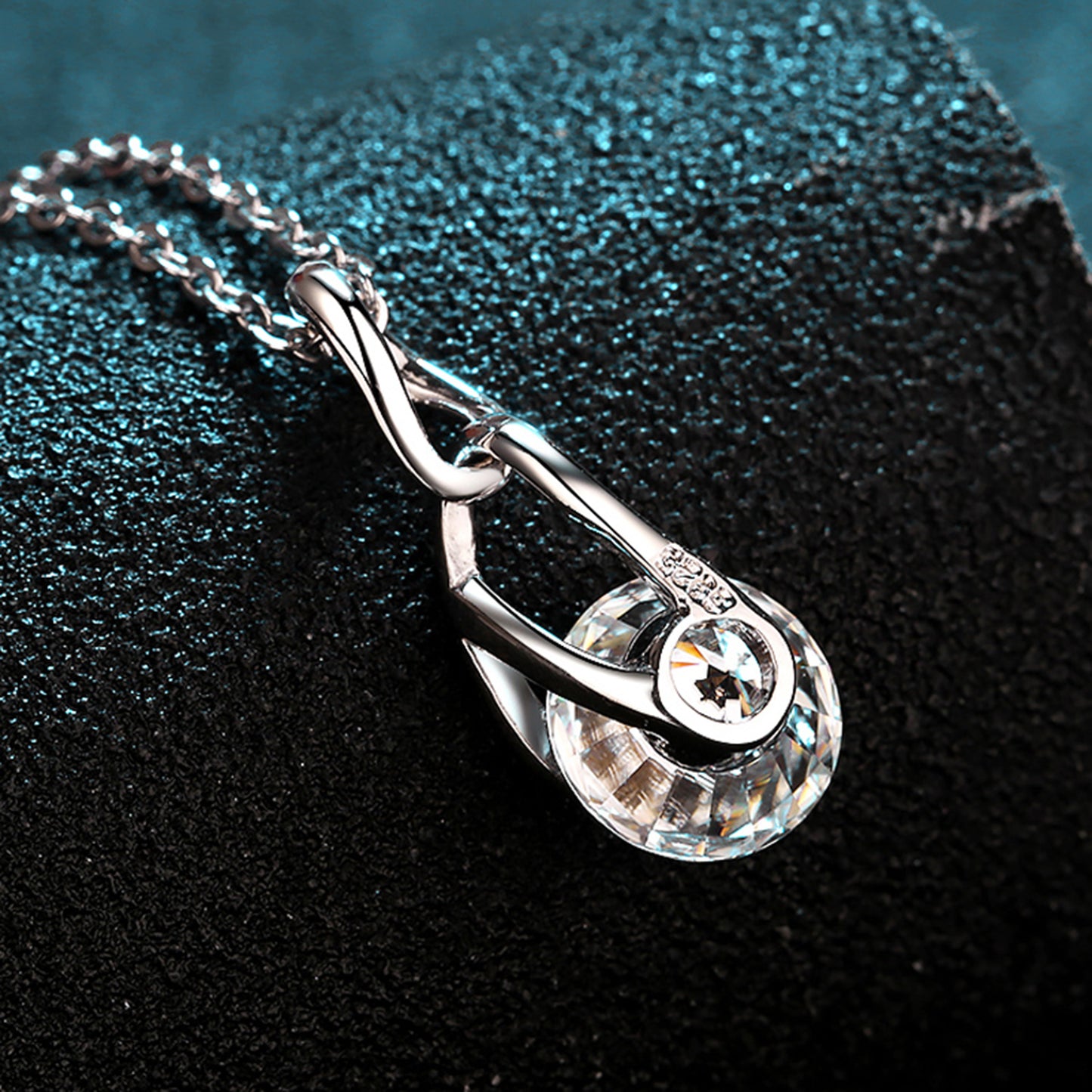 2 Carat Moissanite Platinum Plated 925 Sterling Silver Pendant Necklace