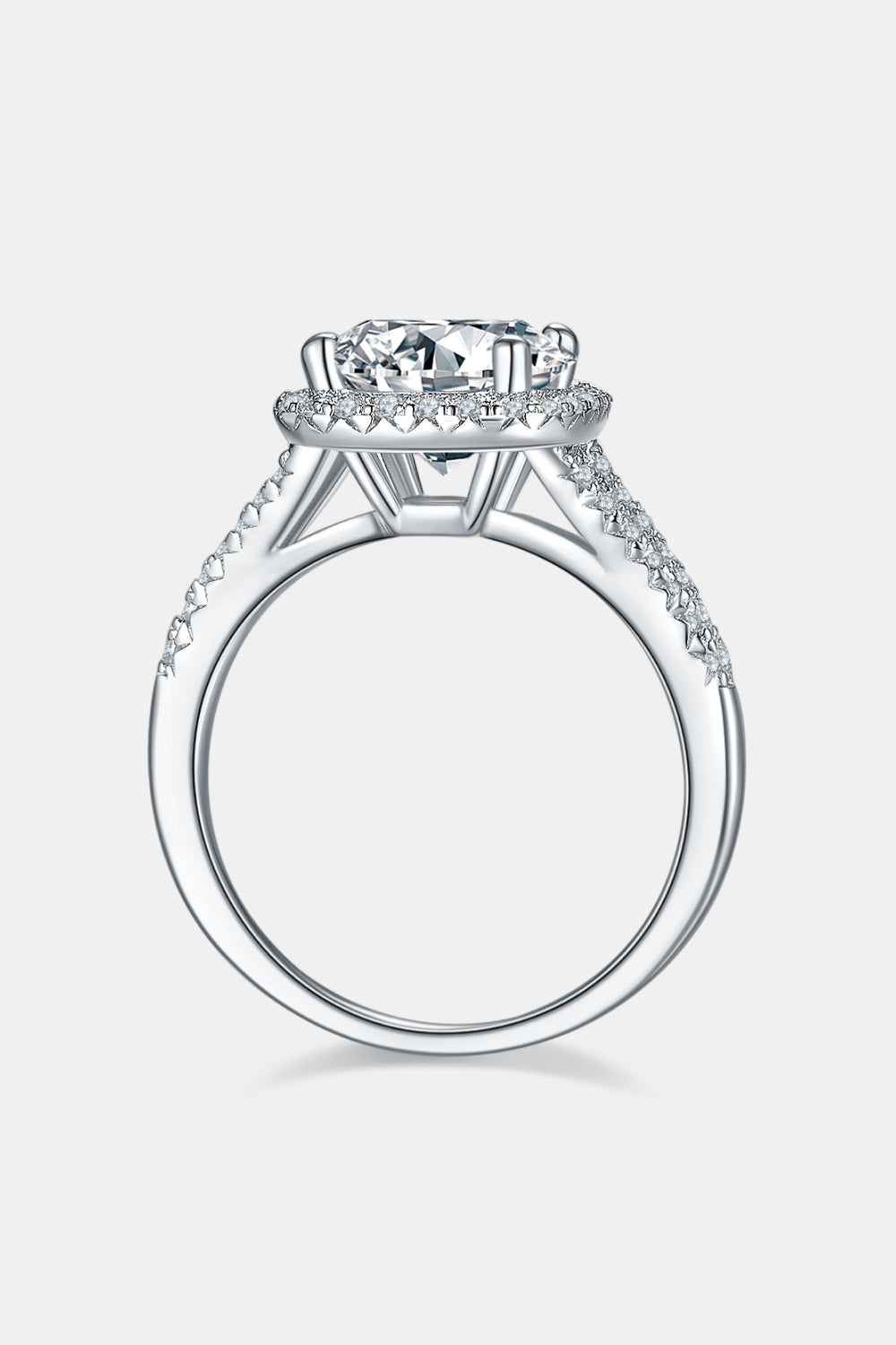 3 Carat D Color VVS1 Moissanite and Zircon Accent Platinum Plated 925 Sterling Silver Halo Ring