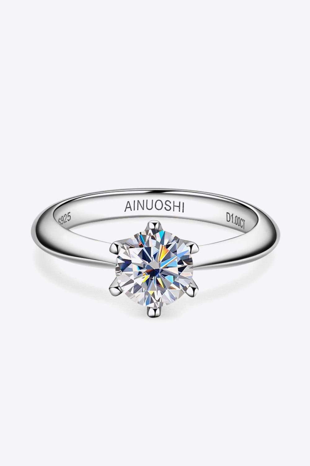 Wonderful Life 1 Carat Moissanite Platinum-Plated 925 Sterling Silver Ring