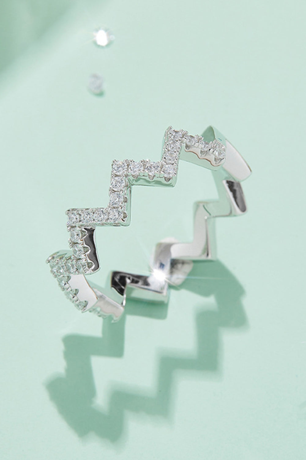 0.38 Carat Moissanite Platinum Plated 925 Sterling Silver Ring