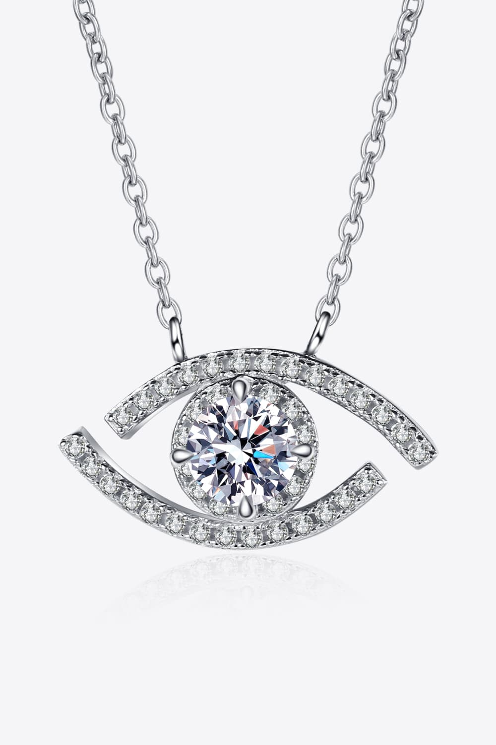 0.5 Carat Moissanite and Zircon Accent 925 Sterling Silver Evil Eye Necklace