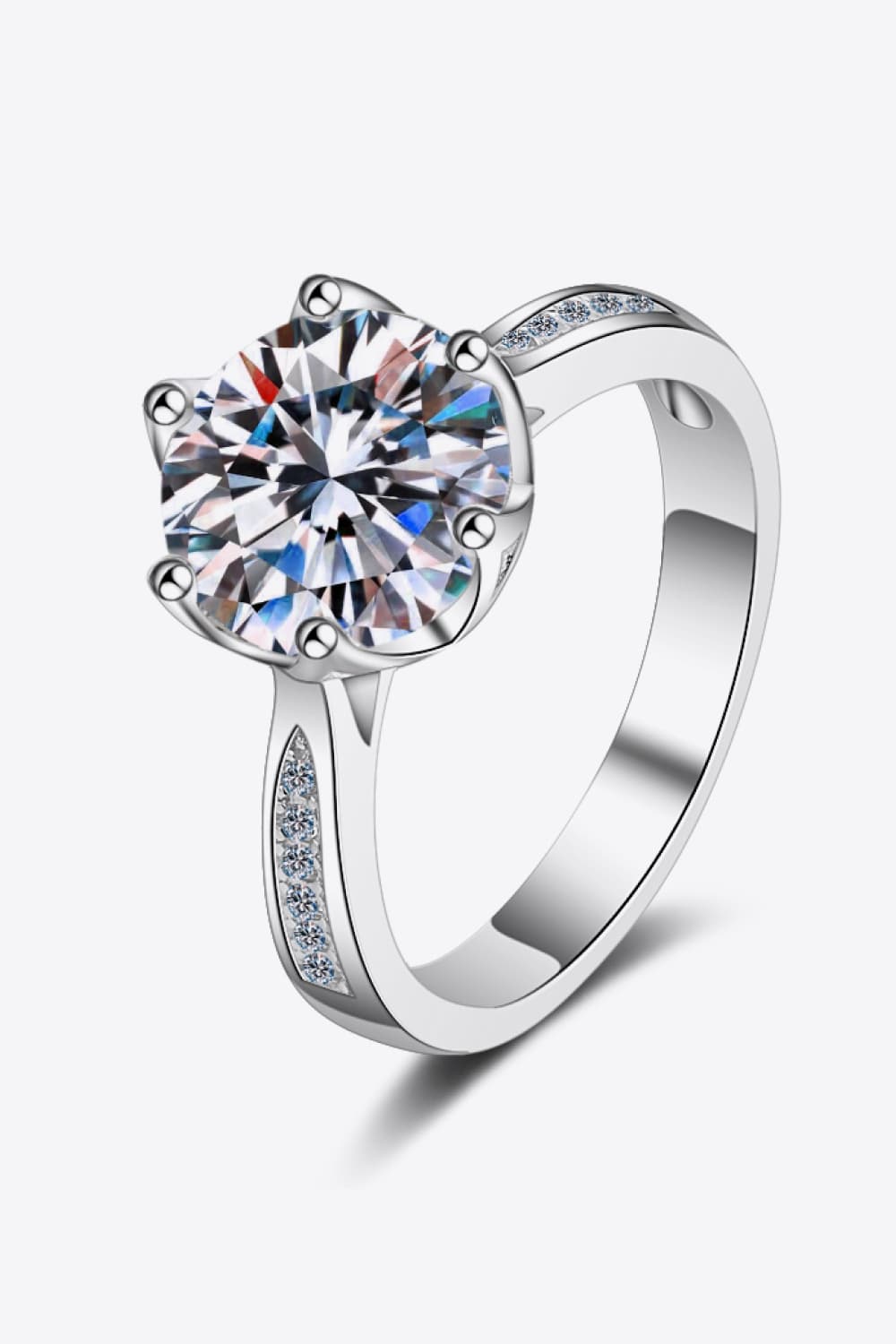 3 Carat Moissanite and Zircon Accent Rhodium Plated 925 Sterling Silver Ring