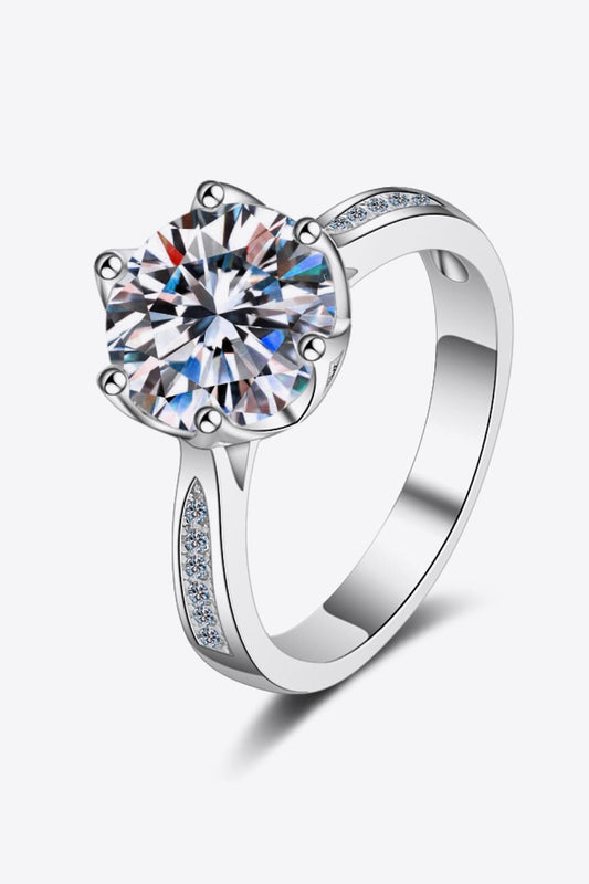 3 Carat Moissanite and Zircon Accent Rhodium Plated 925 Sterling Silver Ring