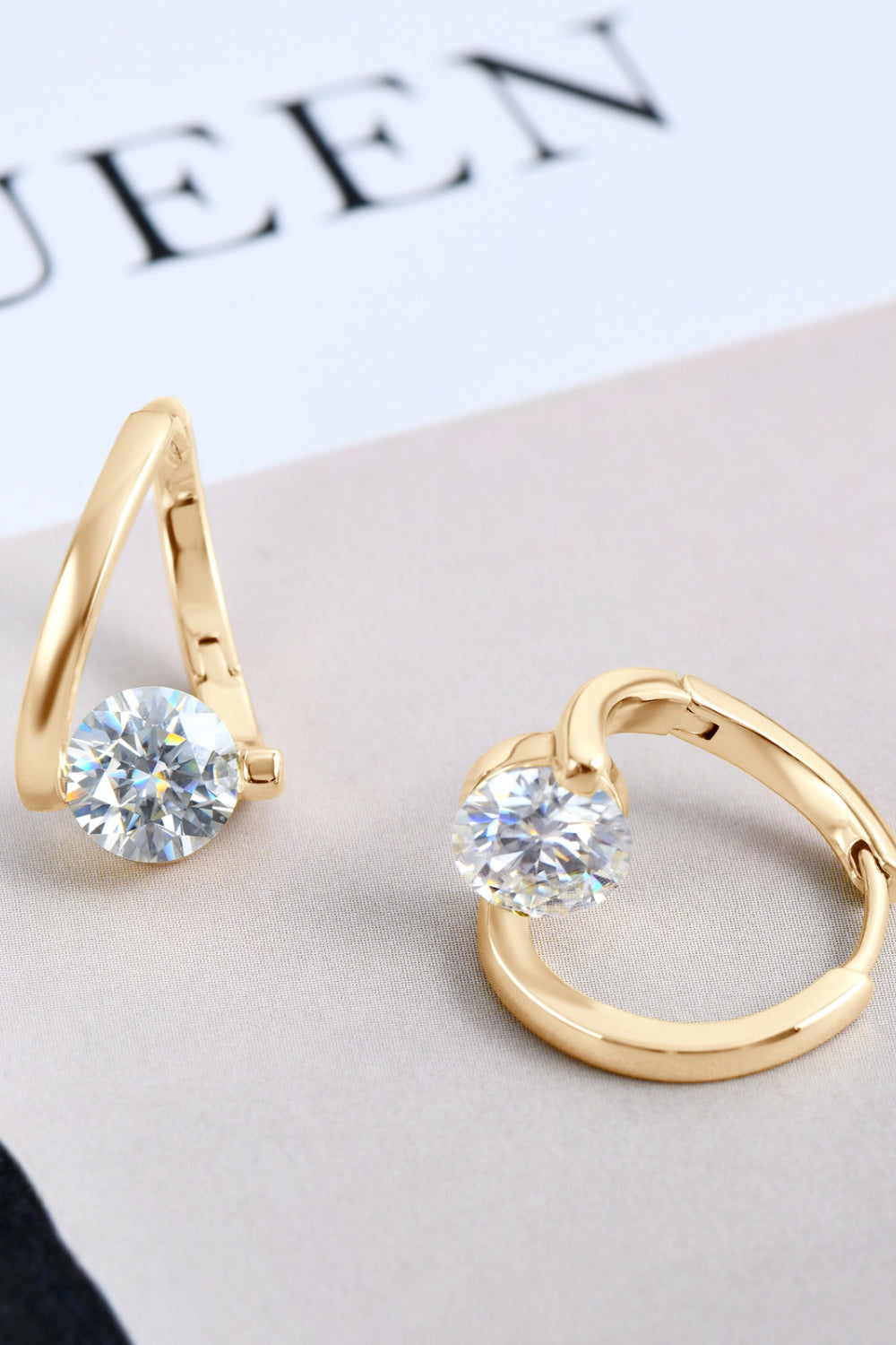 2 Carat Moissanite 18K Gold Plated 925 Sterling Silver Earrings